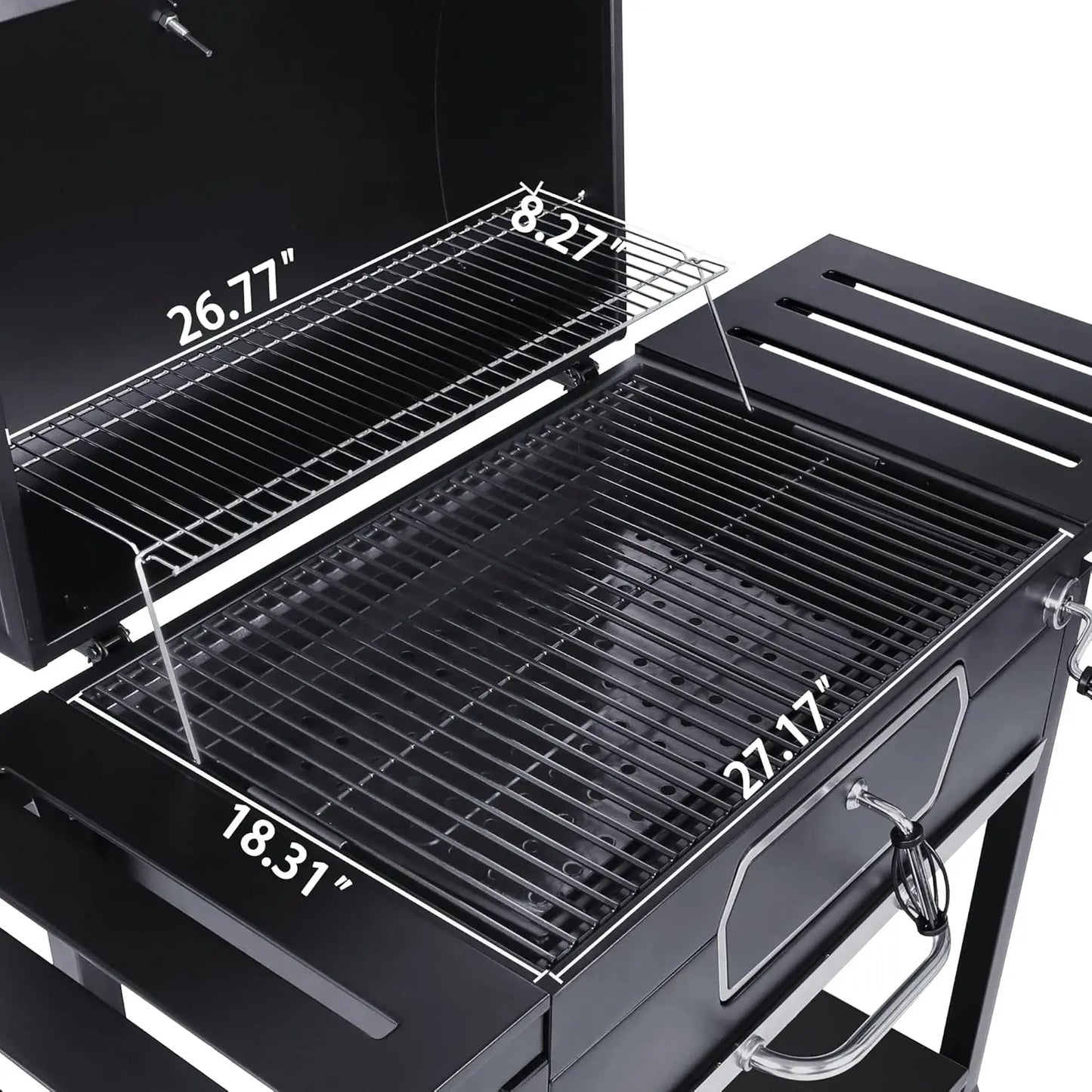 30-Inch Charcoal Grill, Deluxe BBQ Smoker Black Large