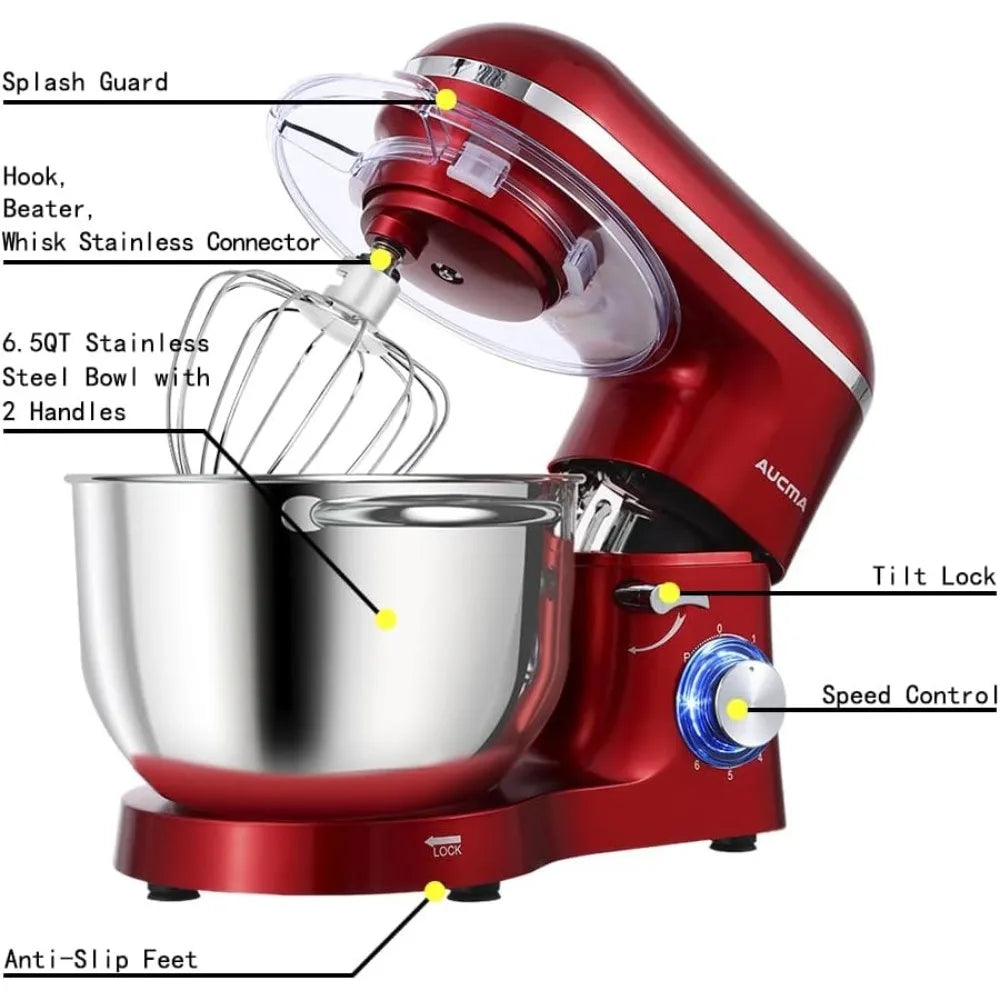 Stand Mixer,6.5-QT 660W 6-Speed Tilt-Head Food Mixer