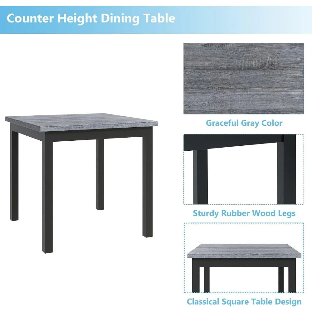 Counter Height Dining Table Set for 4 High Top Square Kitchen Table