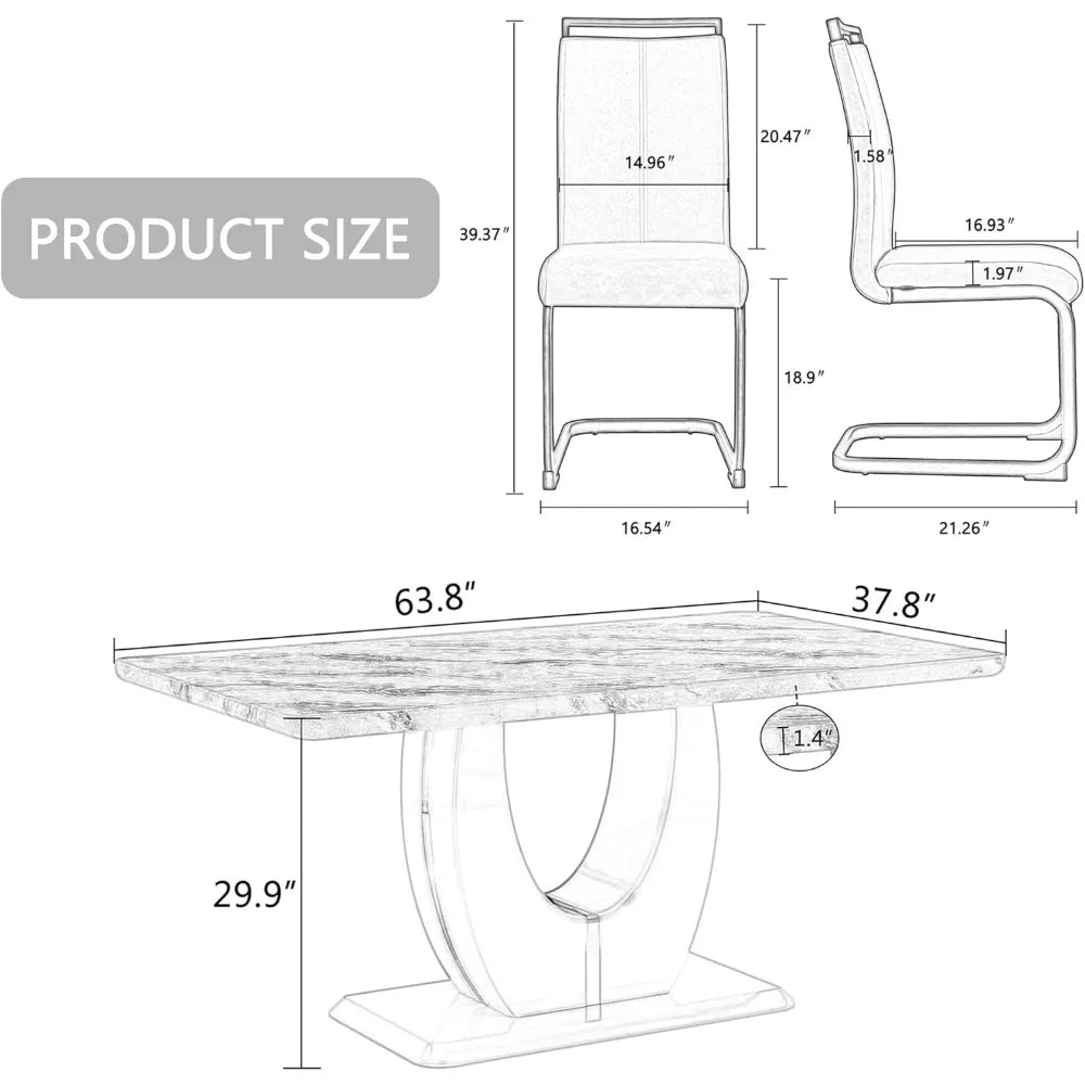 Luxury Dining Tables Big Kitchen Dining Table for 6-8 With MDF Base Table and Chair Set Dinning Room Furniture Restaurant Home