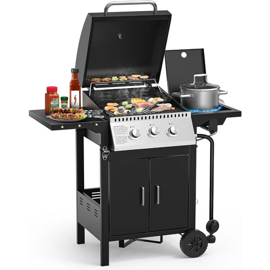 3 Burner Propane Gas Grill，30,000 BTU Gas Grill