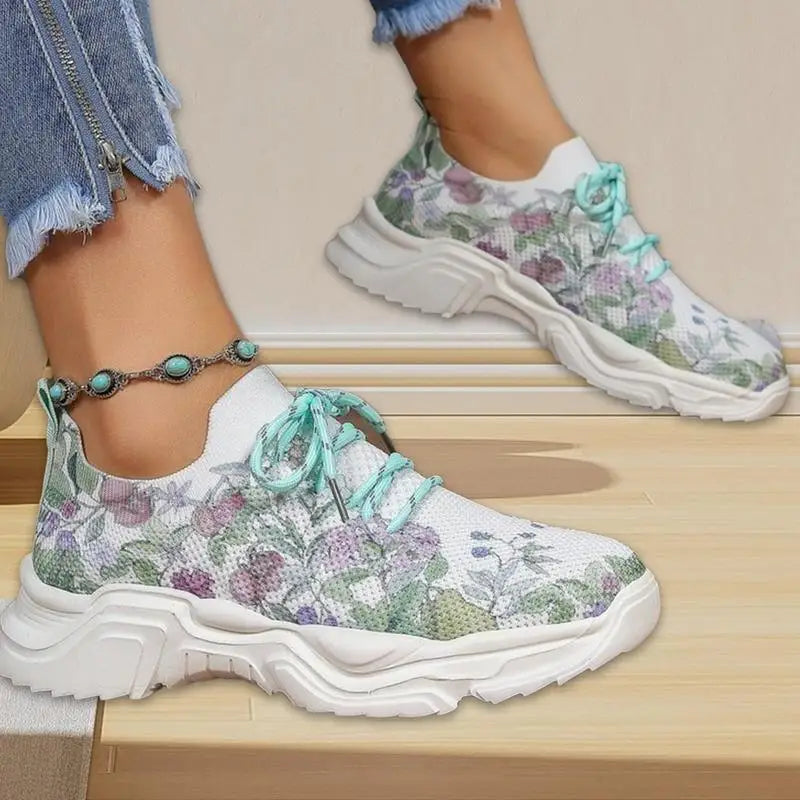 Women's Floral Print Sneakers Orthopedic