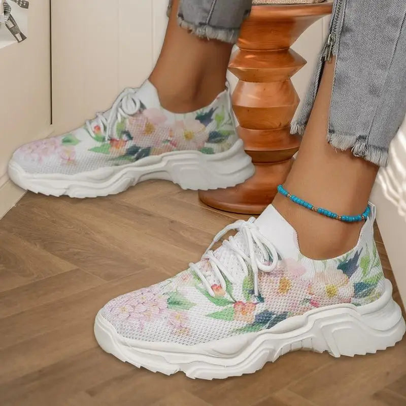 Women's Floral Print Sneakers Orthopedic