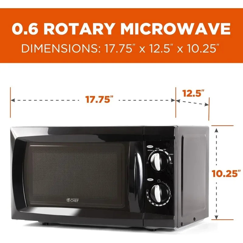 COMMERCIAL CHEF 0.6 Cubic Foot Microwave with 6 Power Levels