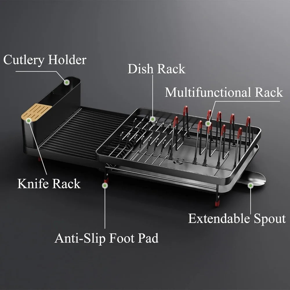 Dish Drying Rack, Expandable Dish Racks for Kitchen Counter