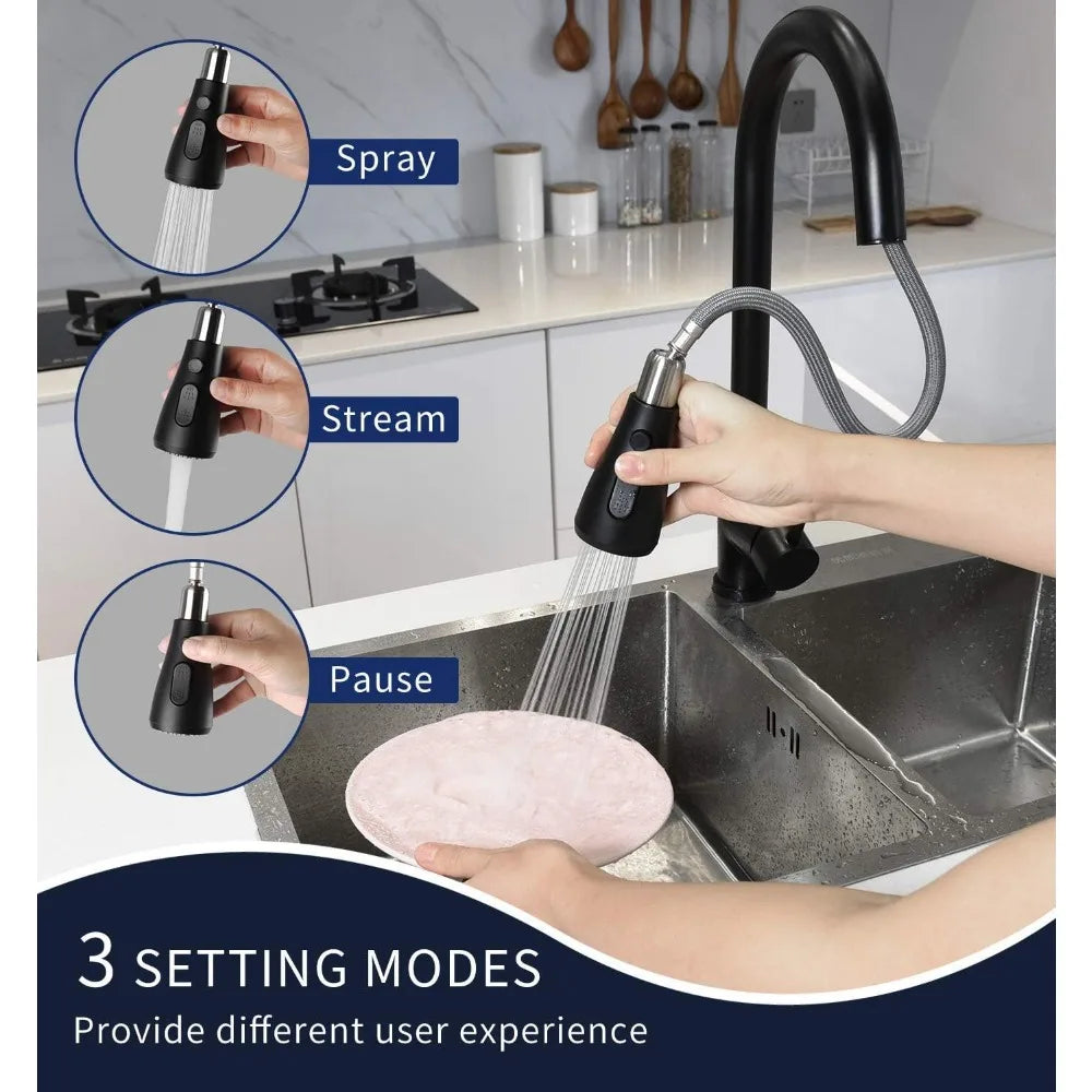 Touch Kitchen Faucet With Sprayer Wall Tap Matte Black Kitchen Sink Faucet With Pull Down Sprayer