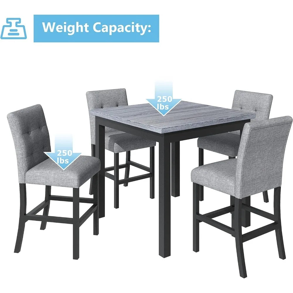 Counter Height Dining Table Set for 4 High Top Square Kitchen Table