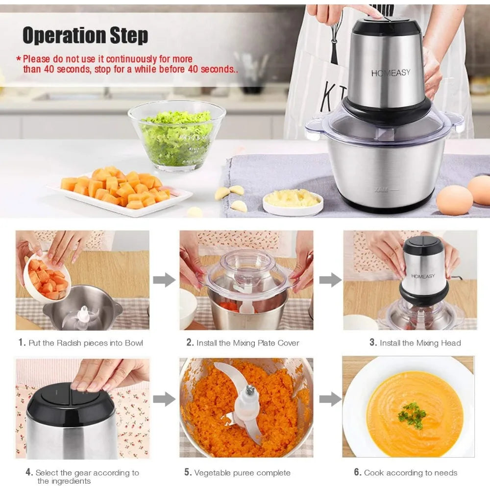 HOMEASY Meat Grinder Electric Food Processor 2L Stainless Steel