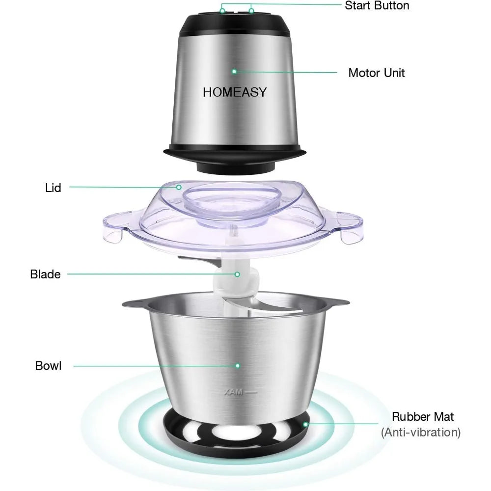 HOMEASY Meat Grinder Electric Food Processor 2L Stainless Steel