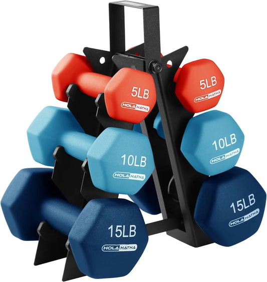 Neoprene Dumbbell Free Hand Weight Set with Storage Rack, Ideal for Home Gym Exercises