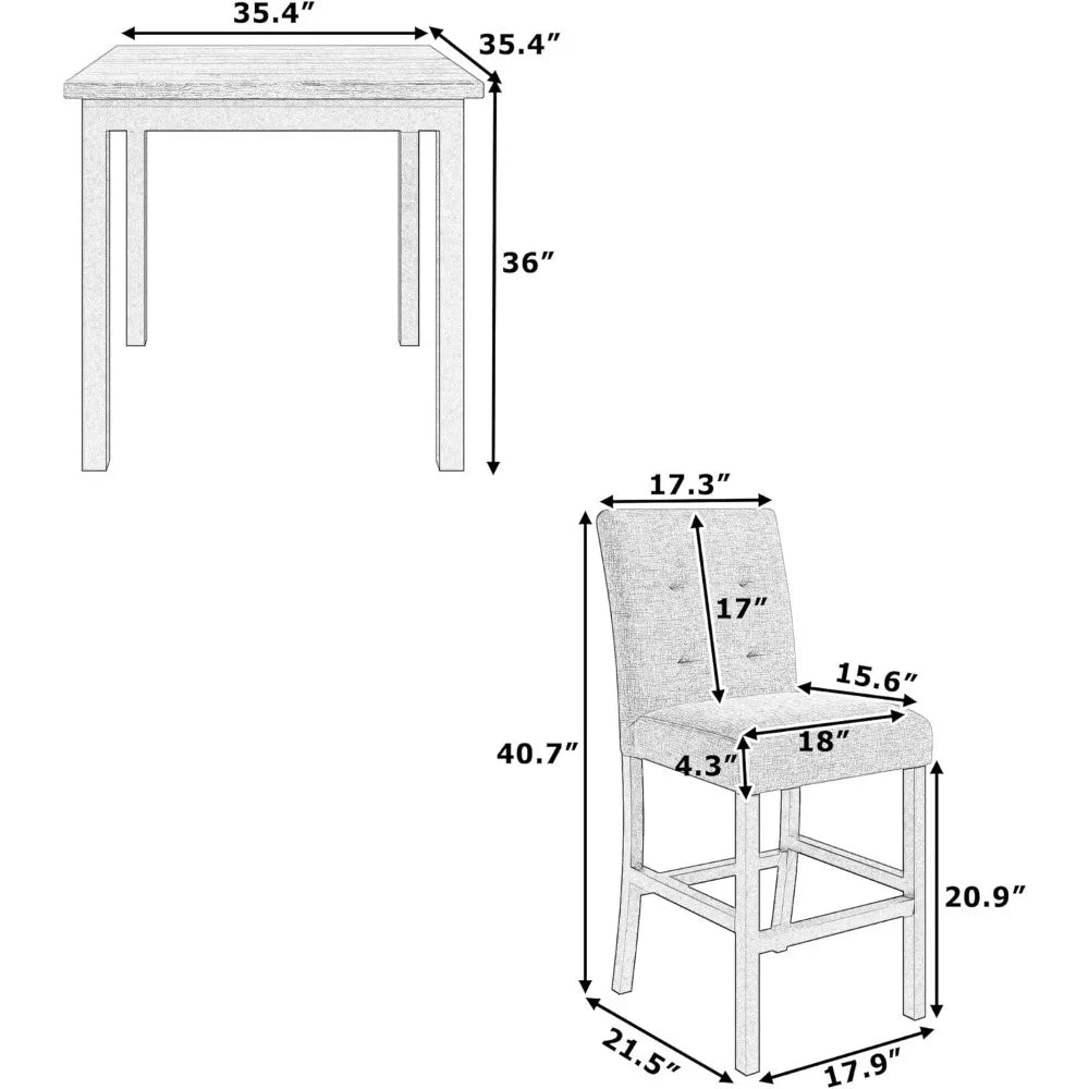 Counter Height Dining Table Set for 4 High Top Square Kitchen Table