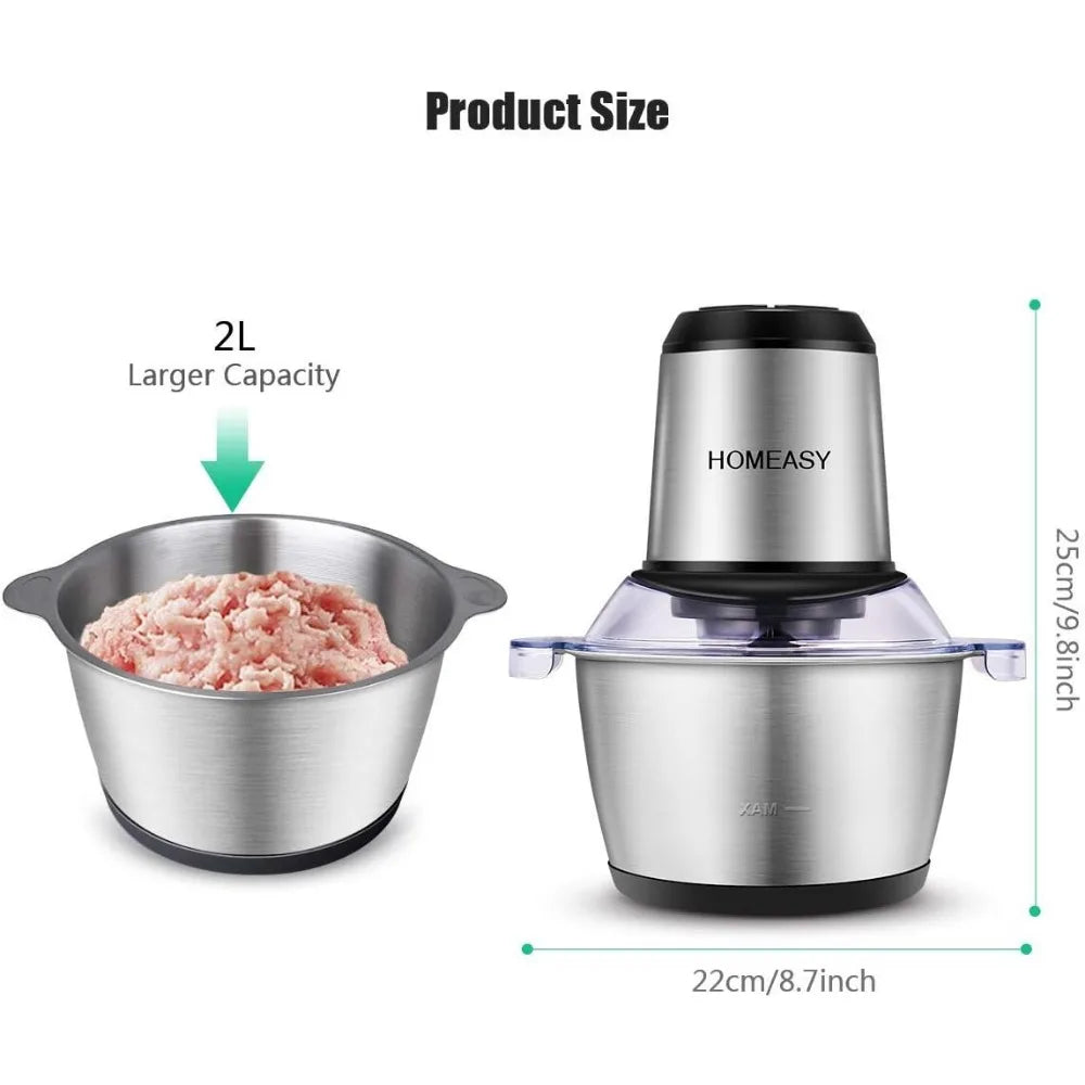 HOMEASY Meat Grinder Electric Food Processor 2L Stainless Steel