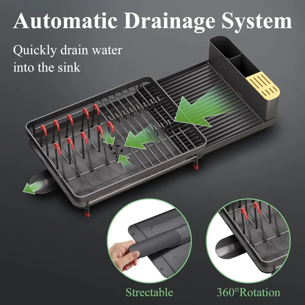 Dish Drying Rack, Expandable Dish Racks for Kitchen Counter