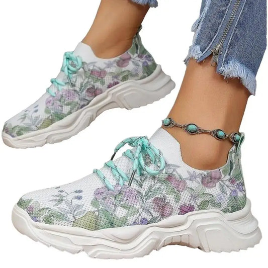 Women's Floral Print Sneakers Orthopedic